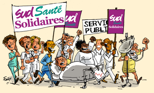 des infirmieres et des medecins syndiques a SUD manifestent contre Bachelot