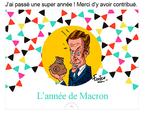 Emmanuel Macron parodie facebook de la super année
