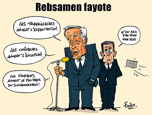 François Rebsamen parle des chomeurs a coté de Manuel Valls