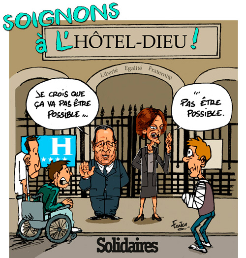 François Hollande et Mireille Faugère ferment l'Hotel Dieu