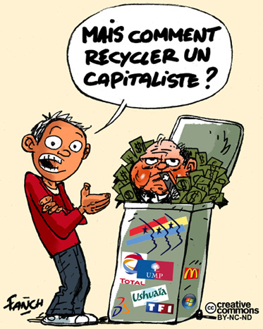 un homme se demande comment recycler un capitaliste